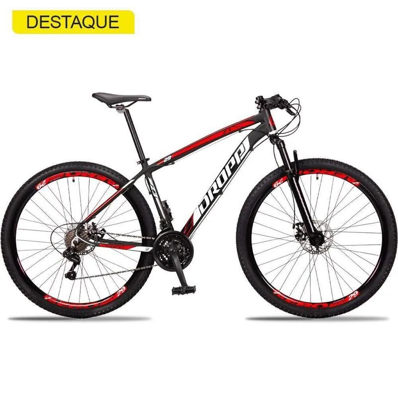 Bicicleta 29 Dropp Z3 Câmbios Shimano 21V Preto + Vermelho