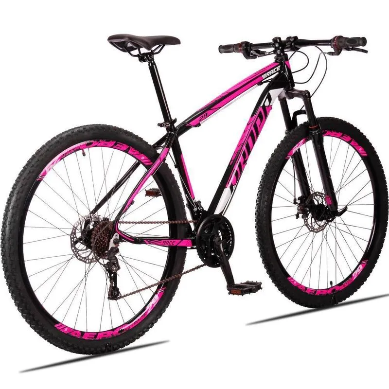 Bicicleta 29 Dropp Race 21V Freio Disco Preto + Rosa