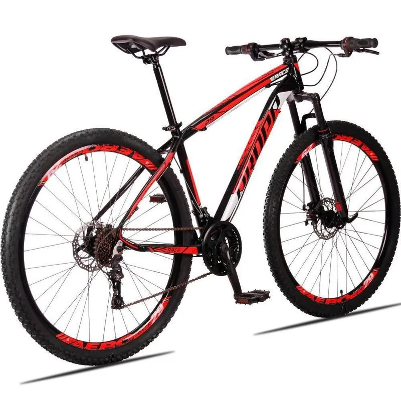 Bicicleta 29 Dropp Race 21V Freio Disco Preto + Vermelho