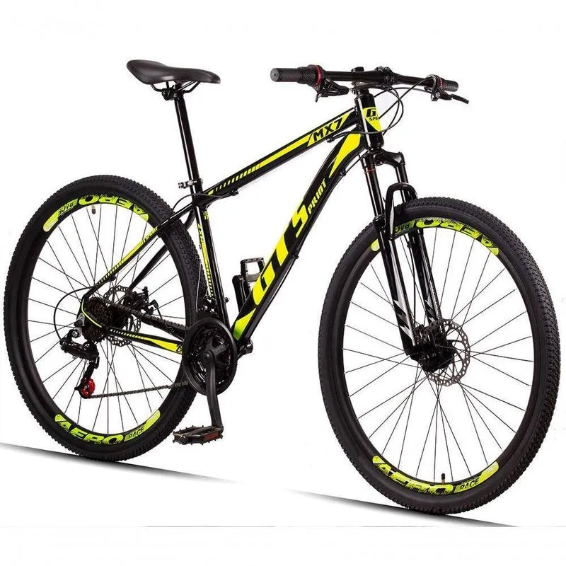 Bicicleta 29 Gt Sprint Mx7 Freio Disco Mtb Preto + Amarelo