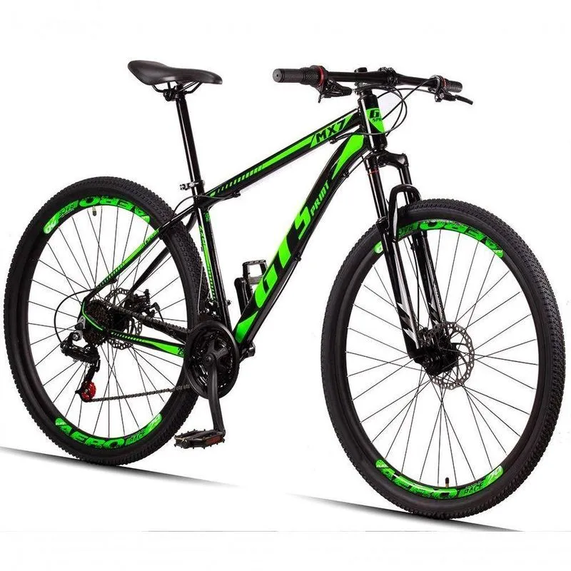 Bicicleta 29 Gt Sprint Mx7 Freio Disco Mtb Preto + Verde