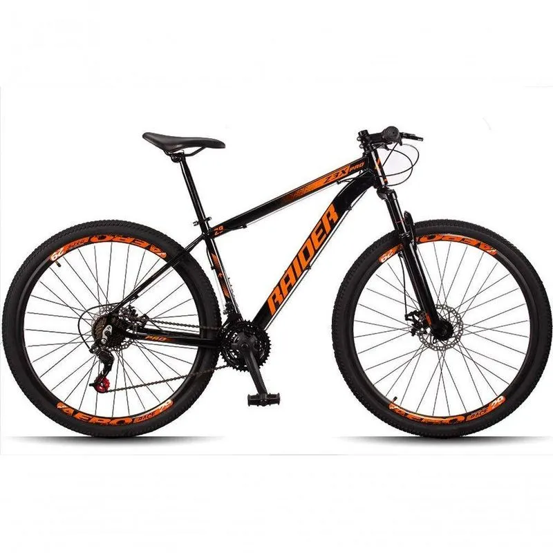 Bicicleta 29 Raider Z3X Pro 21V E Suspensão Preto+Laranja