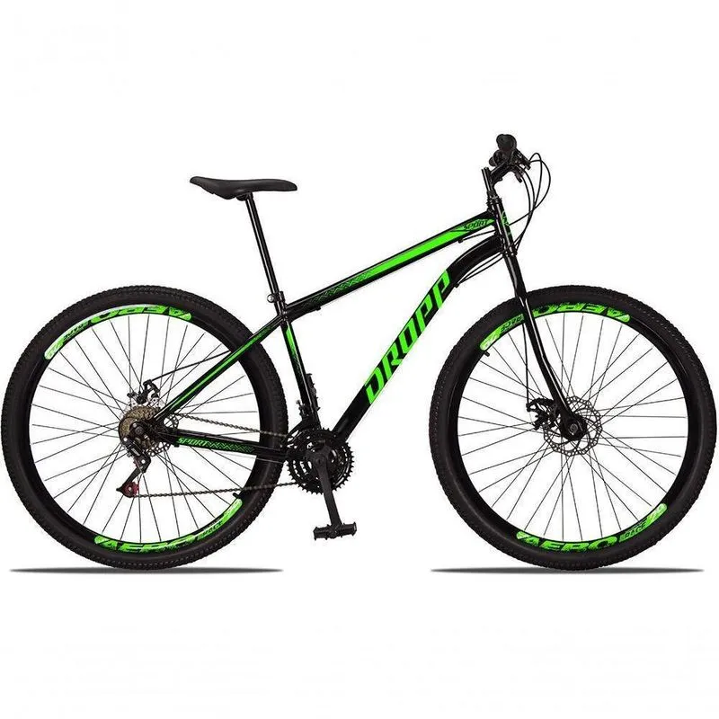 Bicicleta 29 Dropp Sport Aço 21 Marchas Freio A Disco Preto + verde