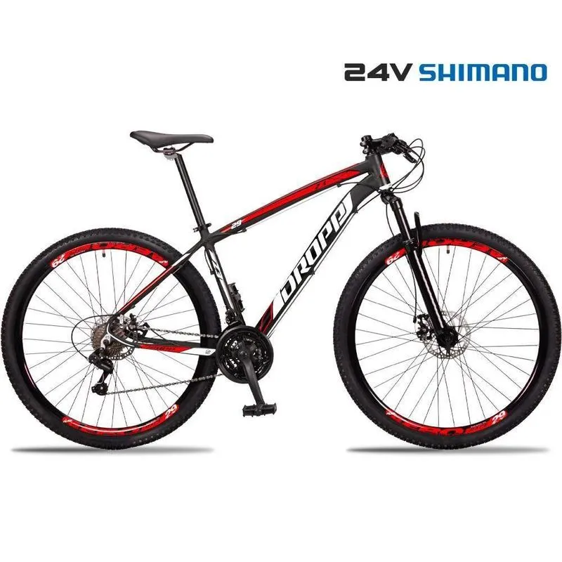 Bicicleta 29 Dropp Z3 Shimano Tz 24 Vel Freio A Disco Mtb Alumínio Preto + vermelho