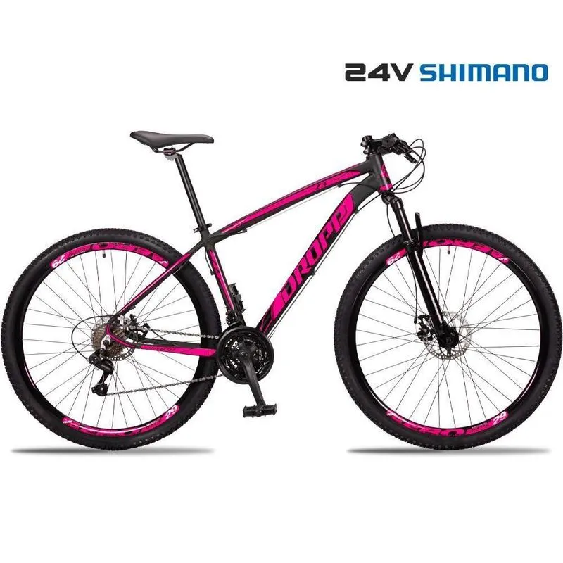 Bicicleta 29 Dropp Z3 Shimano Tz 24 Vel Freio A Disco Mtb Alumínio Preto + rosa