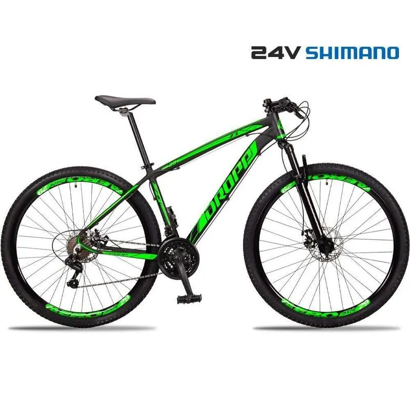 Bicicleta 29 Dropp Z3 Shimano Tz 24 Vel Freio A Disco Mtb Alumínio Preto+verde