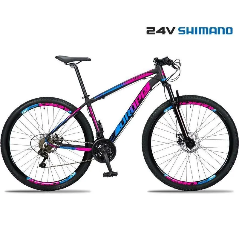Bicicleta 29 Dropp Z3 Shimano Tz 24 Vel Freio A Disco Mtb Alumínio Azul + rosa