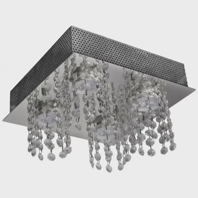 Plafon 4 Luzes 25x25cm sem Lâmpada Iguacu Gp0804bpfv2 Bronzearte Transparente