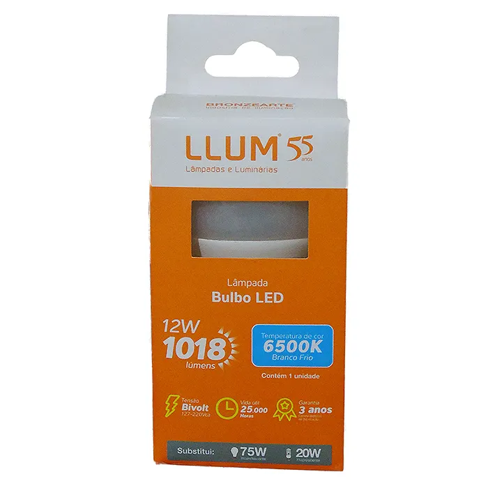 Lâmpada LED 12W 6000K Bulbo A60 LLUM