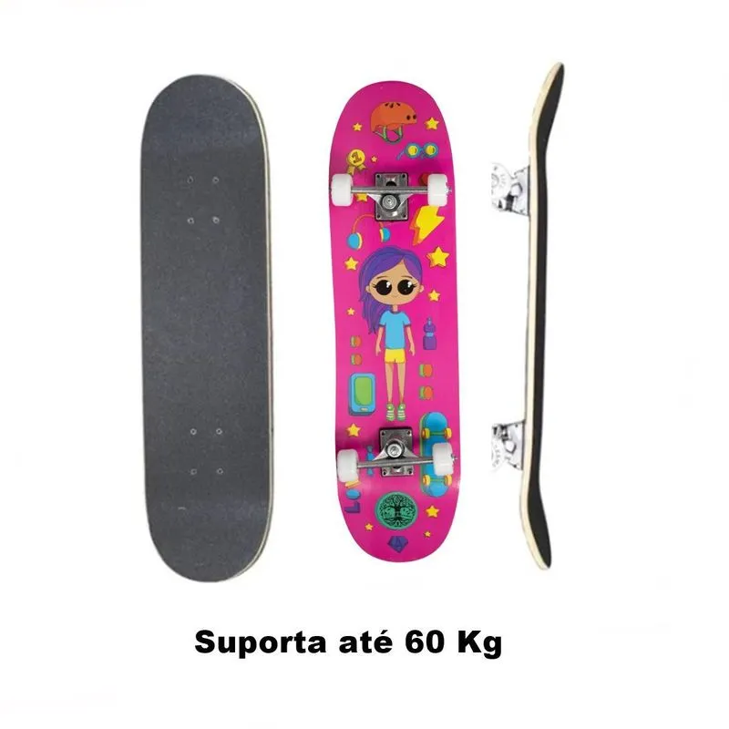 Skate Infantil Feminino Montado Cute Doll Life Dreams Kid