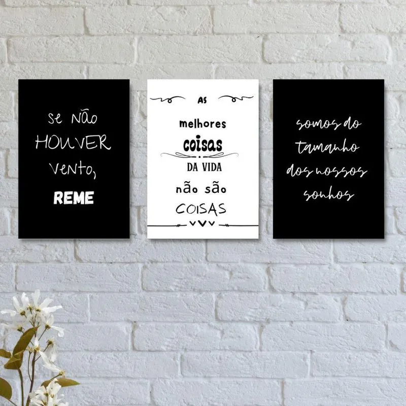 Kit Com 3 Placas Decorativas Reme