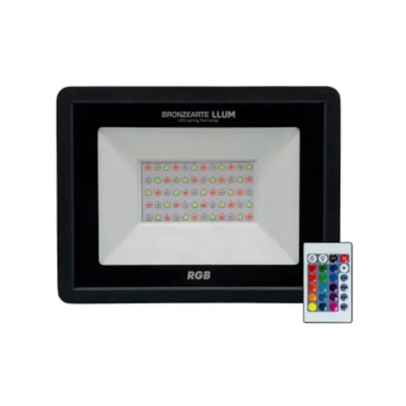 Refletor de Led Deep Fit RGB 50W Bivolt Preto BRONZEARTE REFLETOR LED 50W RGB BRONZEARTE BIVOLT