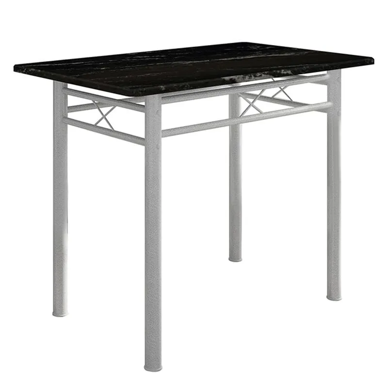Mesa Retangular Tubolar Tampo Prata Fabone Genebra 100x60x75