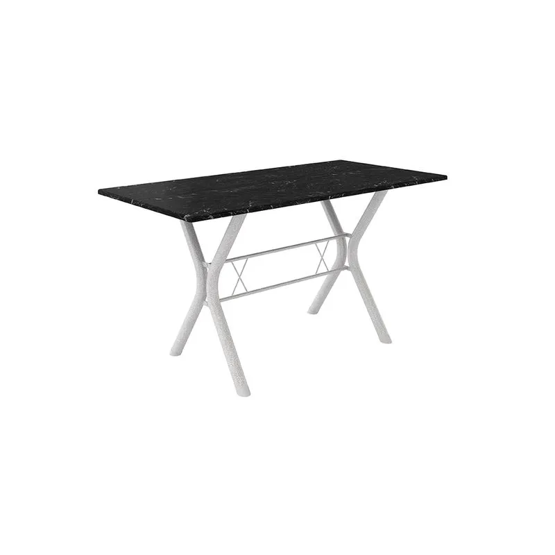 Mesa Retangular Com Tampo Tubolar Prata Fabone Miami 140x75x75