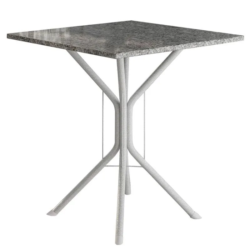 Mesa de Aço Quadrada 4 Lugares Copa e Cozinha Tampo Granito Fabone Braga 77x70x70cm branco/prata