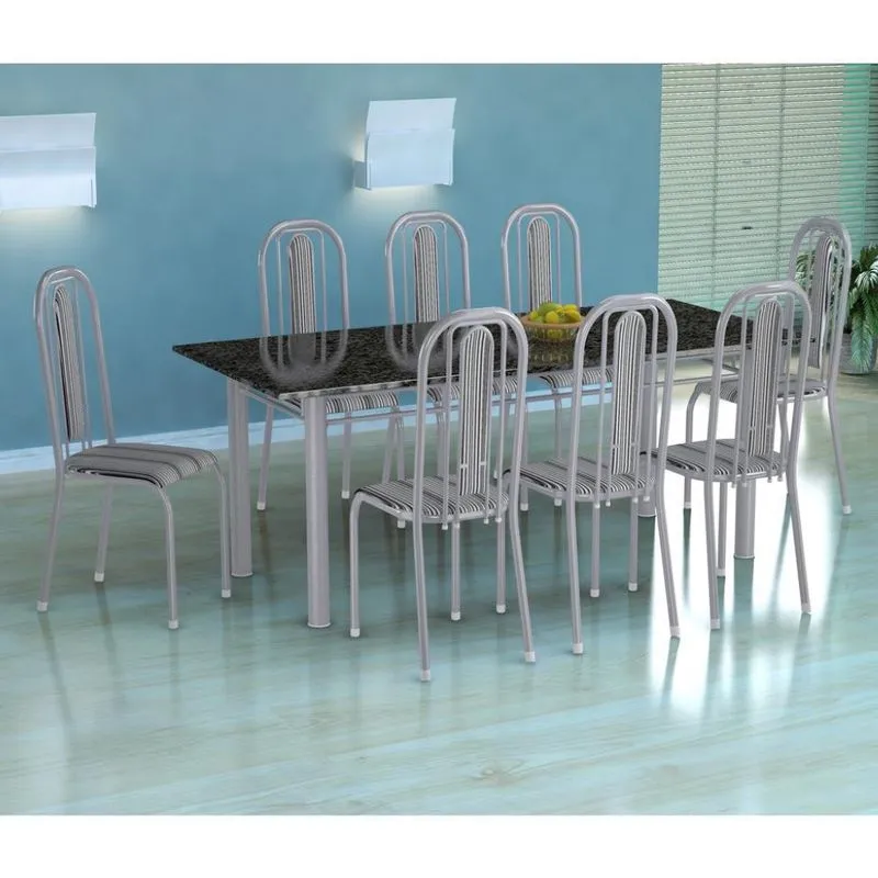 Conjunto de Mesa Córdoba e 8 Cadeiras Granada Fabone Grafite