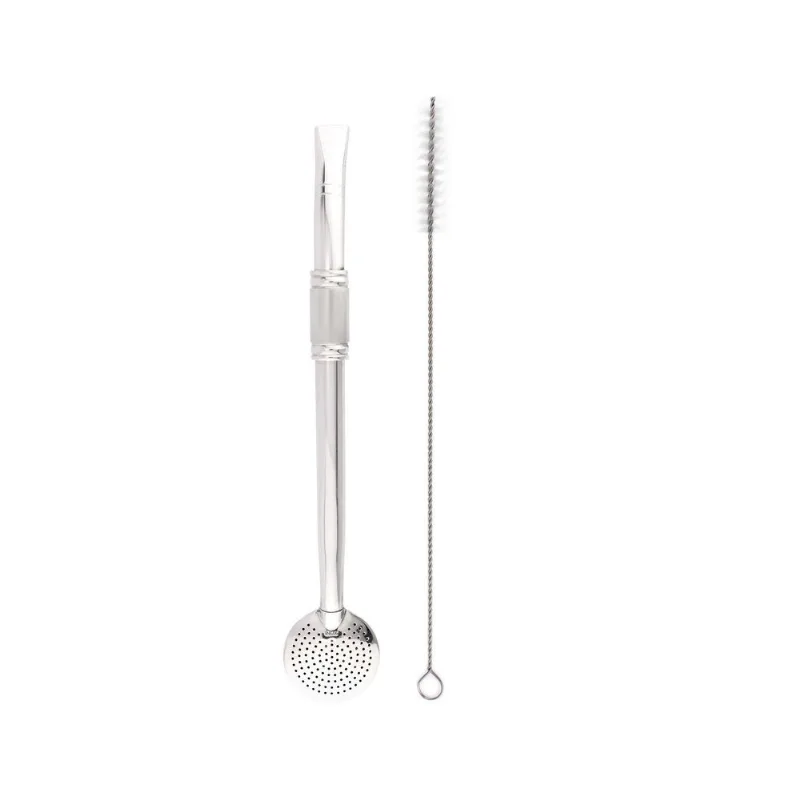 Bomba Chimarrão Inox Desmontável 24cm Com Anel/escovinha
