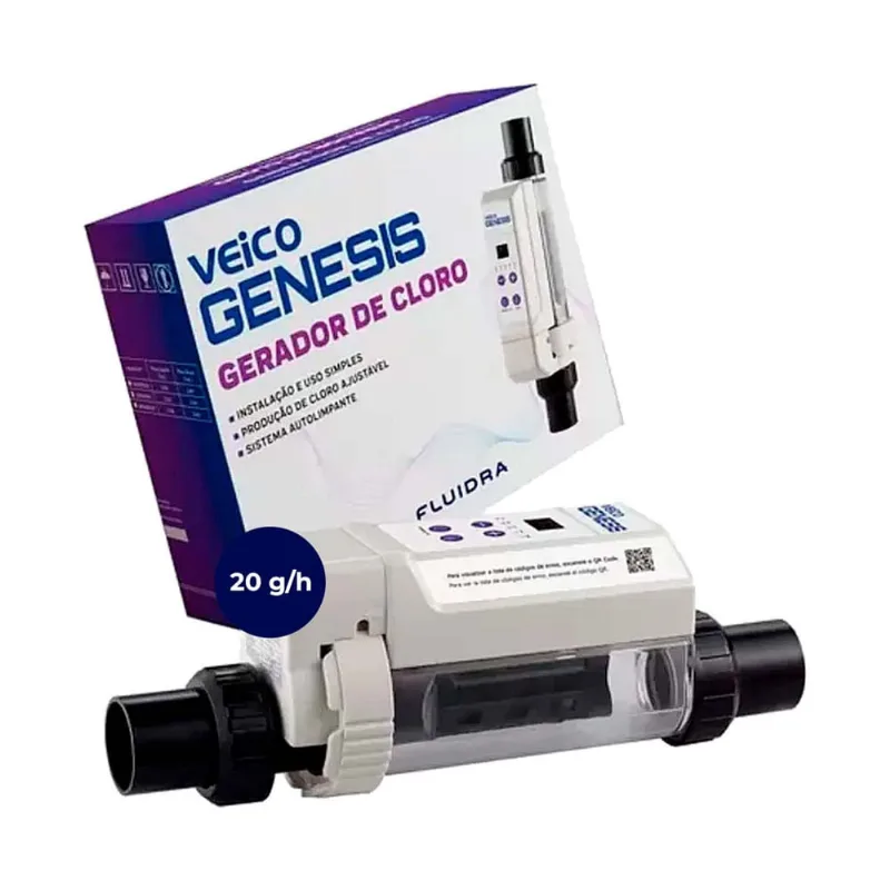 Gerador De Cloro Genesis 20 Veico Pra Piscinas Até 60000 Lt