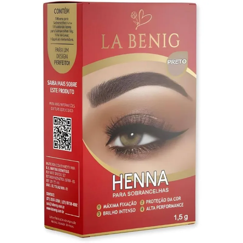 Kit Henna La Benig Preto 1,5g para Sobrancelhas Kit Henna La Benig Preto 1,5G