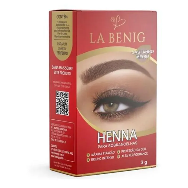 Henna Sobrancelhas La Benig 3g Cast Medio Alta Fixação Top