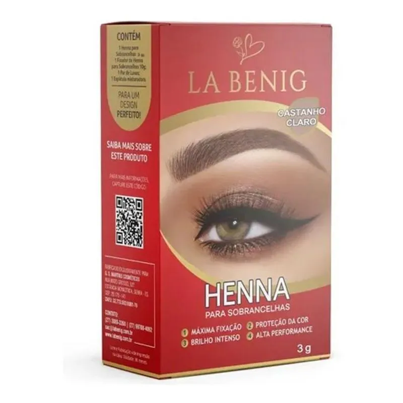 Henna Sobrancelhas La Benig 3g Cast Claro Fixação Original