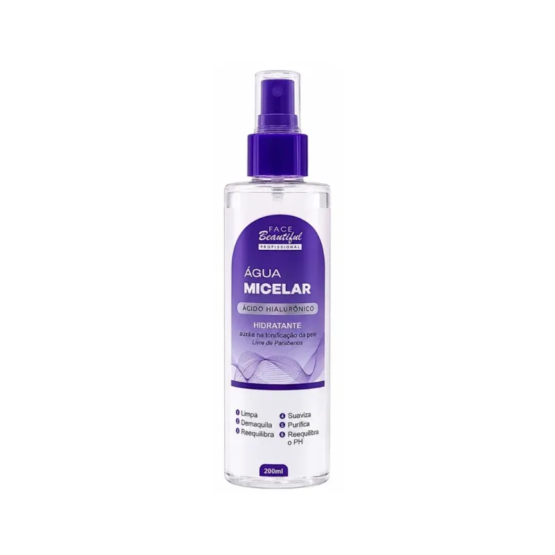 Água Micelar Ácido Hialurônico 200ml - Face Beautiful (FB422)