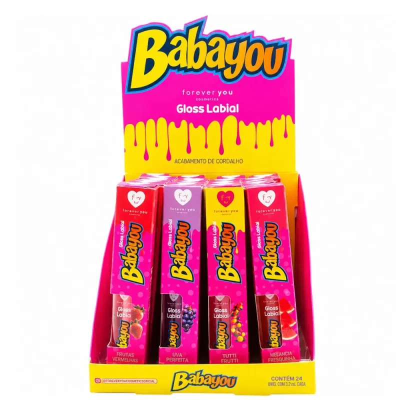 Box c/24 Gloss Labial Babayou Cheirinho de Chiclete Forever You FY005