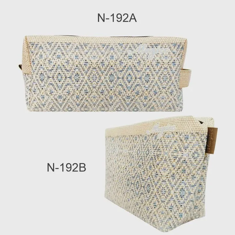 Necessaire Feminina Casual Azul-Marfim, Magicc