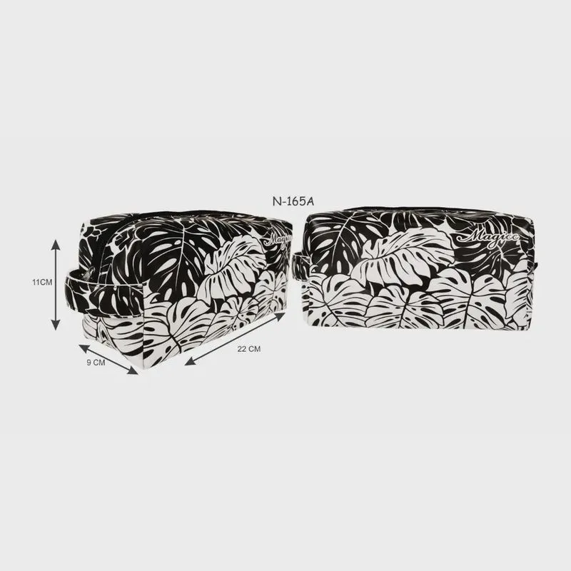 Necessaire Feminina Tropical Branca e Preta, Magicc