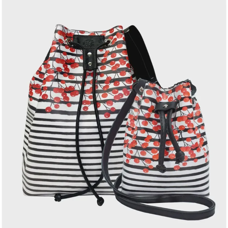 Conjunto Mãe E Filha Feminina Cerejinhas Vermelhas Magicc Bolsas TMF-004