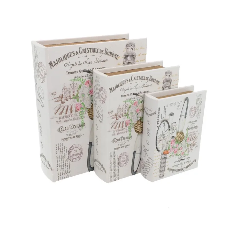 Caixa Livro Mdf Organizadora Decorada C/3 Pcs 70353