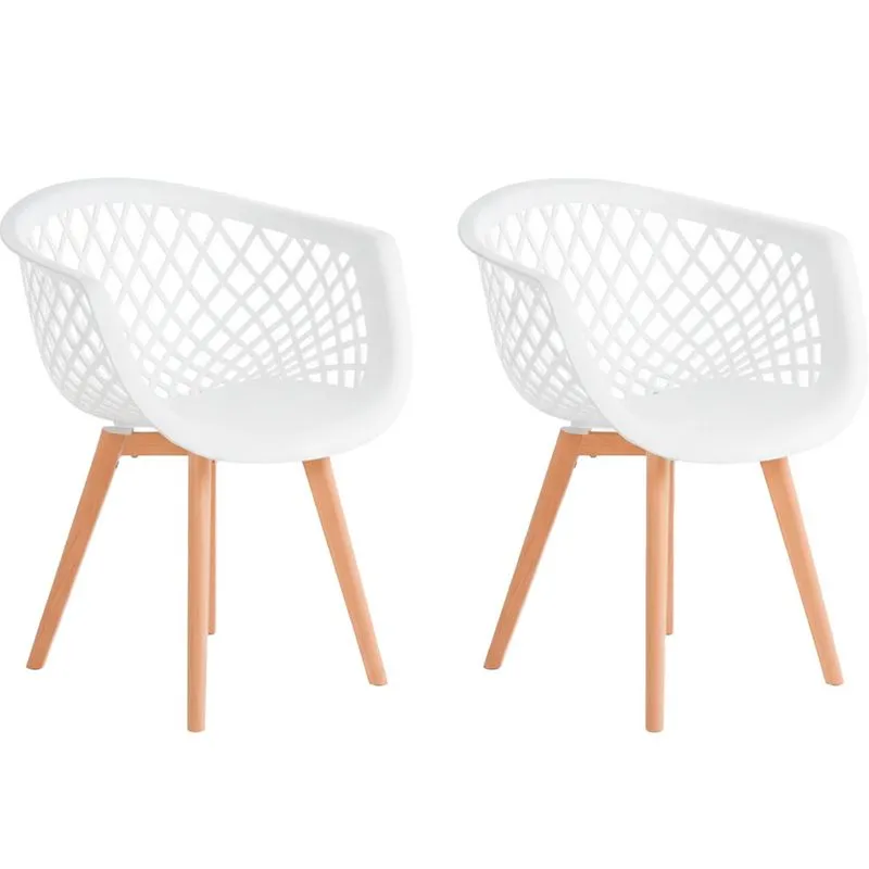 Conjunto 2 Cadeiras Seat&Co Web Wood Branco