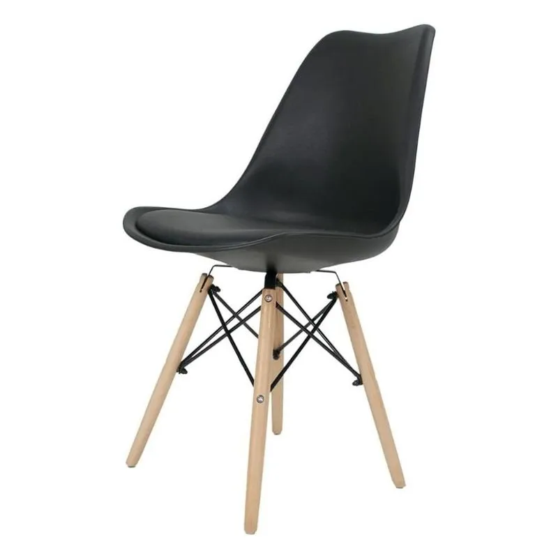 Cadeira Serbin Saarinen DSW Madeira PP Preto (MP)