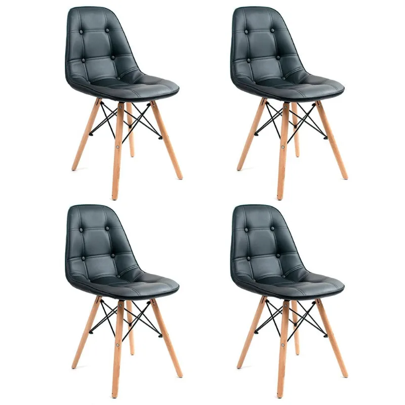 Conjunto de 4 Cadeiras Eames Botonê Empório Tiffany Preto