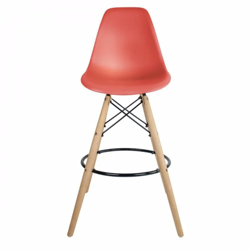 Banqueta Eames Coral Empório Tiffany Base Em Madeira