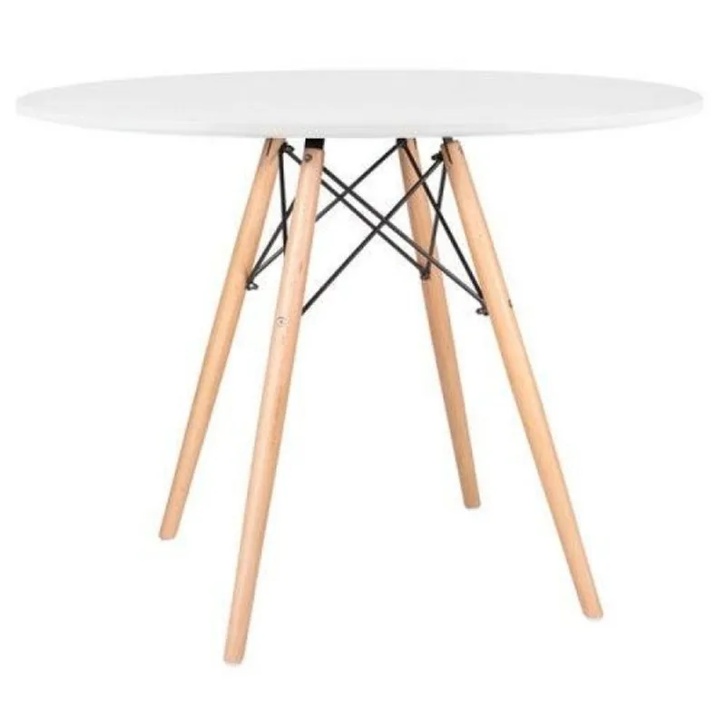 Mesa Eames Tampo redondo MDF 110cm Branco Empório Tiffany