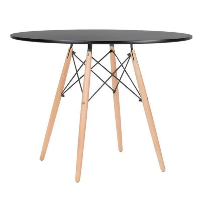 Mesa Eames Tampo redondo MDF 110cm Preto Empório Tiffany