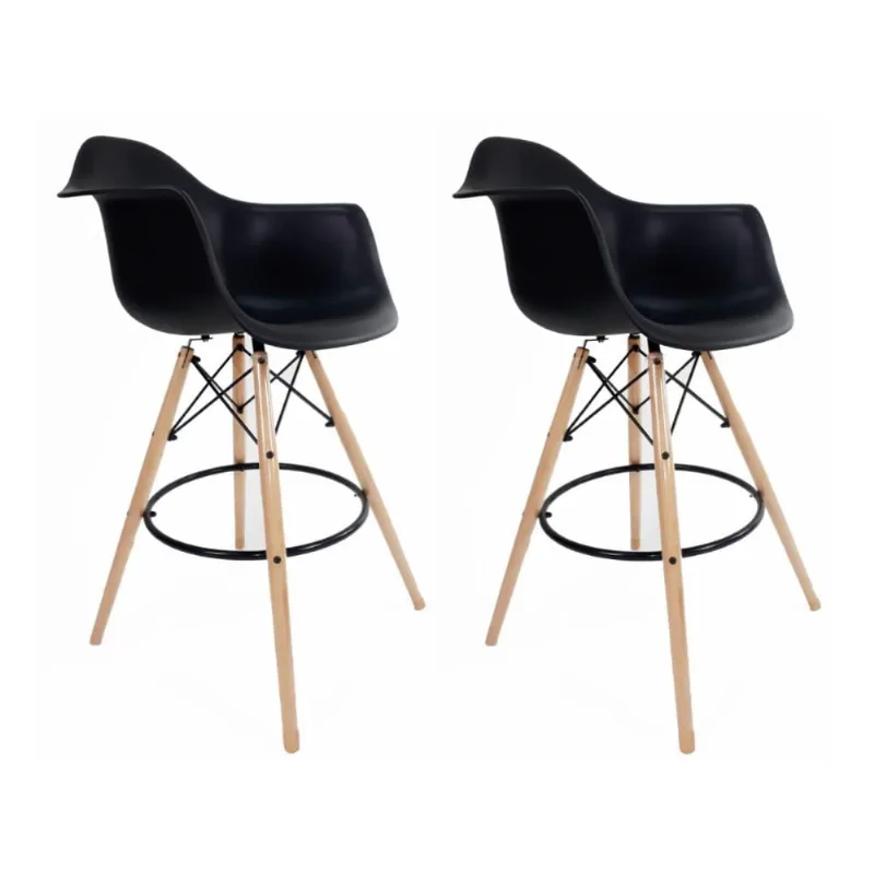 Conjunto 2 Banquetas com Braços Eames Empório Tiffany Preto