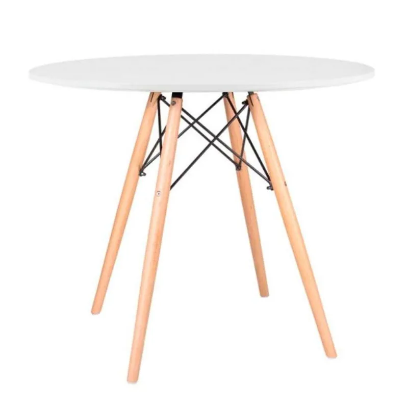Mesa Eames Tampo redondo MDF 90cm Branco Empório Tiffany