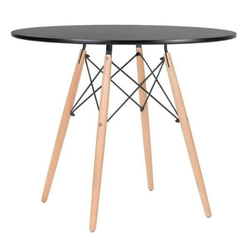Mesa Eames Tampo redondo MDF 90cm Preto Empório Tiffany