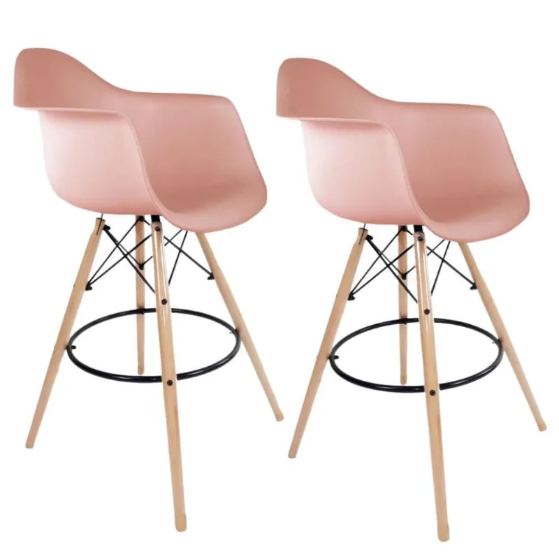 Conjunto 2 Banquetas com Braços Eames Empório Tiffany Rosa