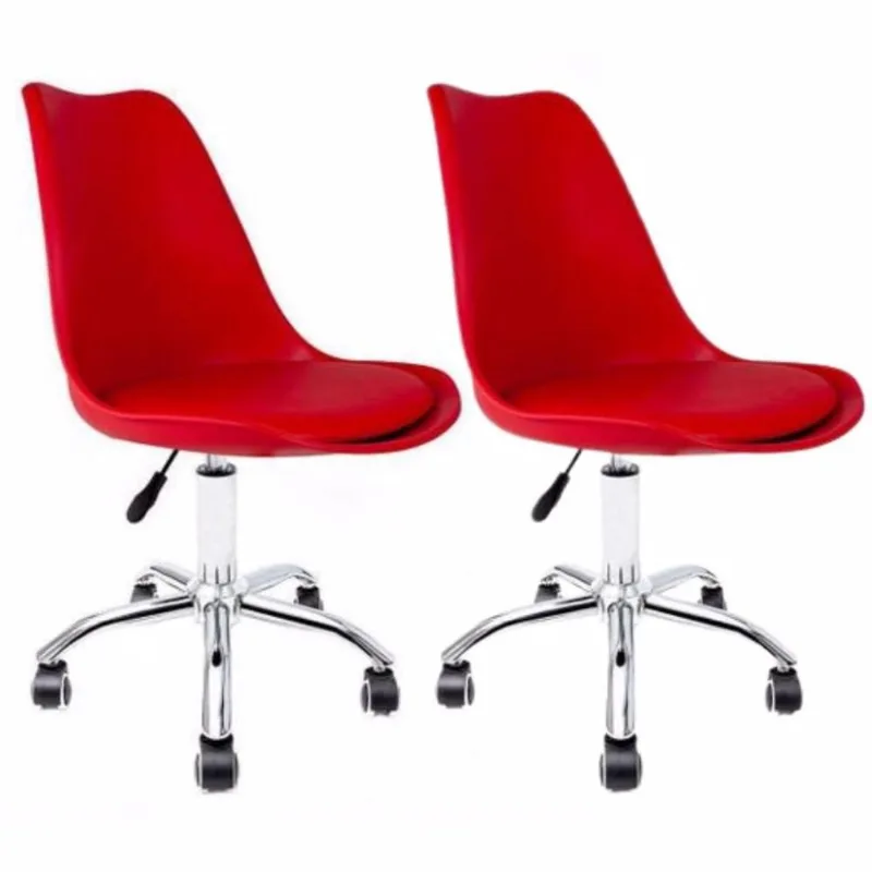 CADEIRA SAARINEN PP VERMELHA OFFICE CROMADA CX2