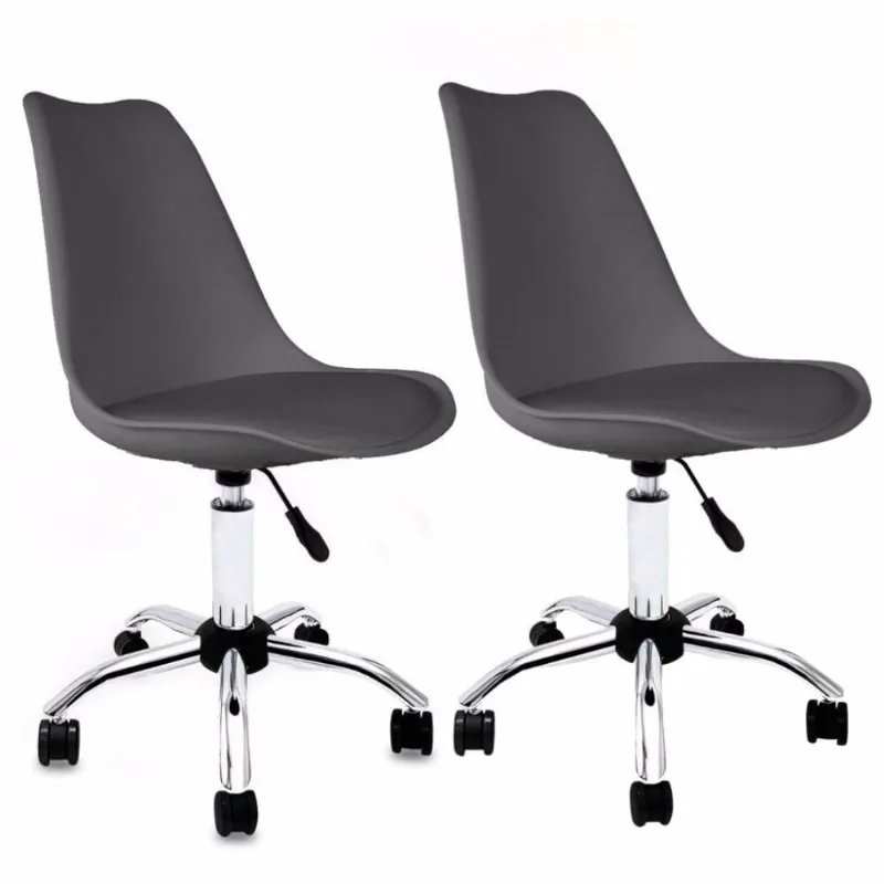 Conjunto 2 Cadeiras Saarinen Empório Tiffany Cinza com Base Office Cromada