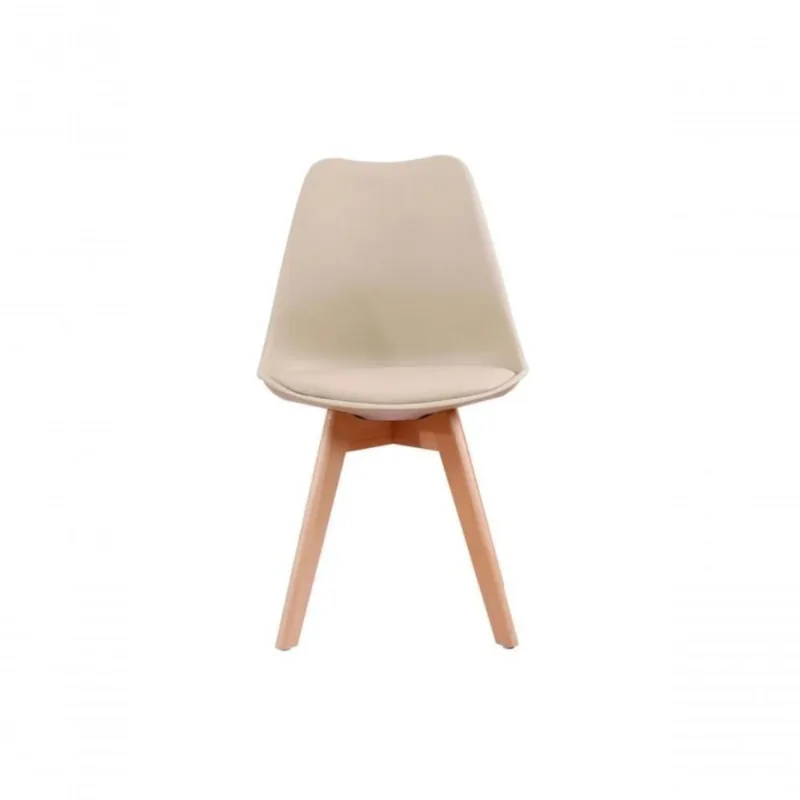Cadeira Saarinen Wood Plástico Pés Madeira PU Amadeirado Empório Tiffany