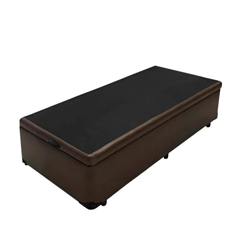 Base Box Baú Solteiro 88cm Luckspuma Tecido Corano com Pistão a gás - Marrom
