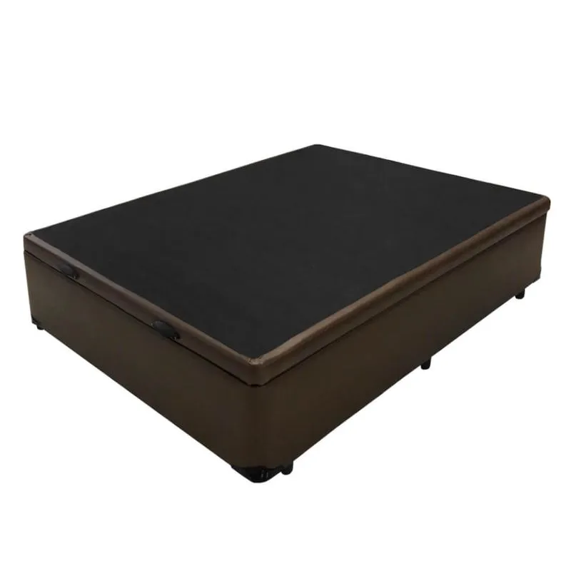 Base Box Baú Casal 138cm Luckspuma Tecido Corano com Pistão a gás - Marrom