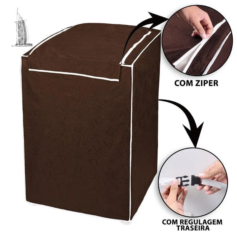 Capa Para Máquina De Lavar Roupas Impermeável 13/16kg Marrom