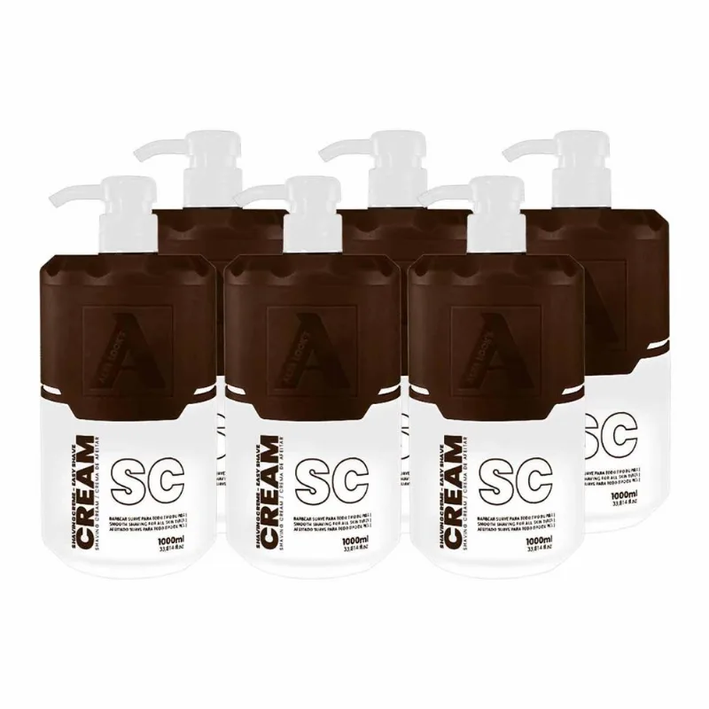 Kit 6x Shaving Creme De Barbear Cream Sc 1000ml Alfa Look's
