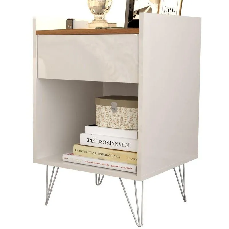 Mesa De Cabeceira 2020 Pés Ferro Hairpin 20cm Off White