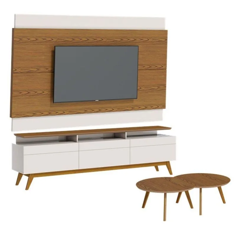 Rack Com Painel Classic Off White Freijó Mesa Centro